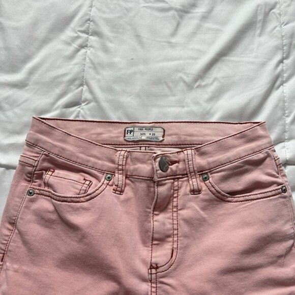 Free People Jeans Womens Size W25 Coral Pink Zip Boho Hippie Hipster Summer - Picture 2 of 9
